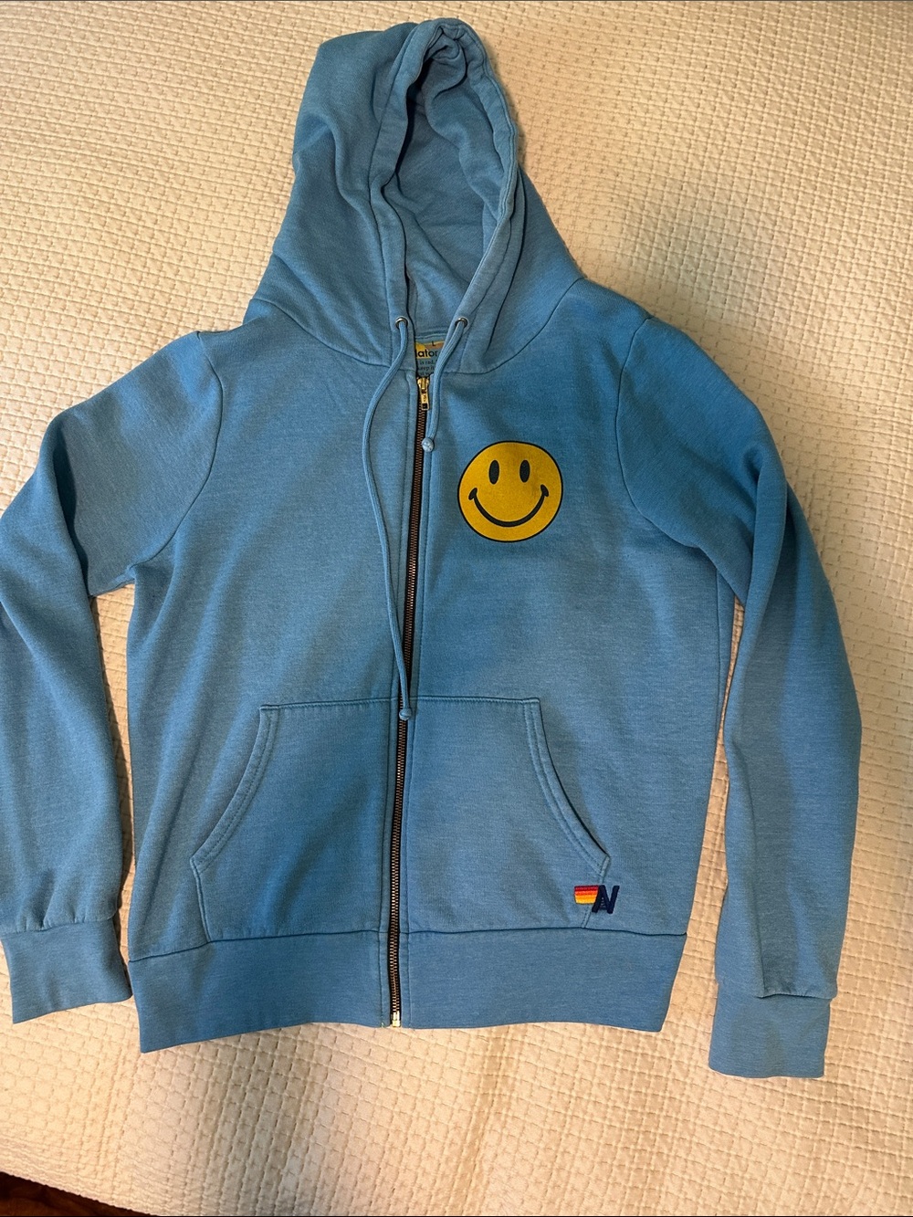 Aviator Nation Zip-Up Hoodie with Yellow Smiley Face